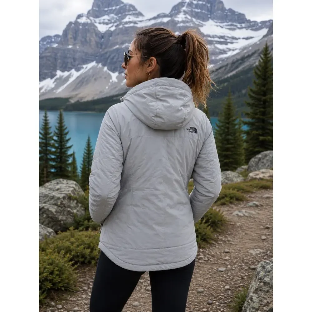 Rare The North Face Gray Hooded Insulated Jacket Newspaper Print Lining Gorpcore